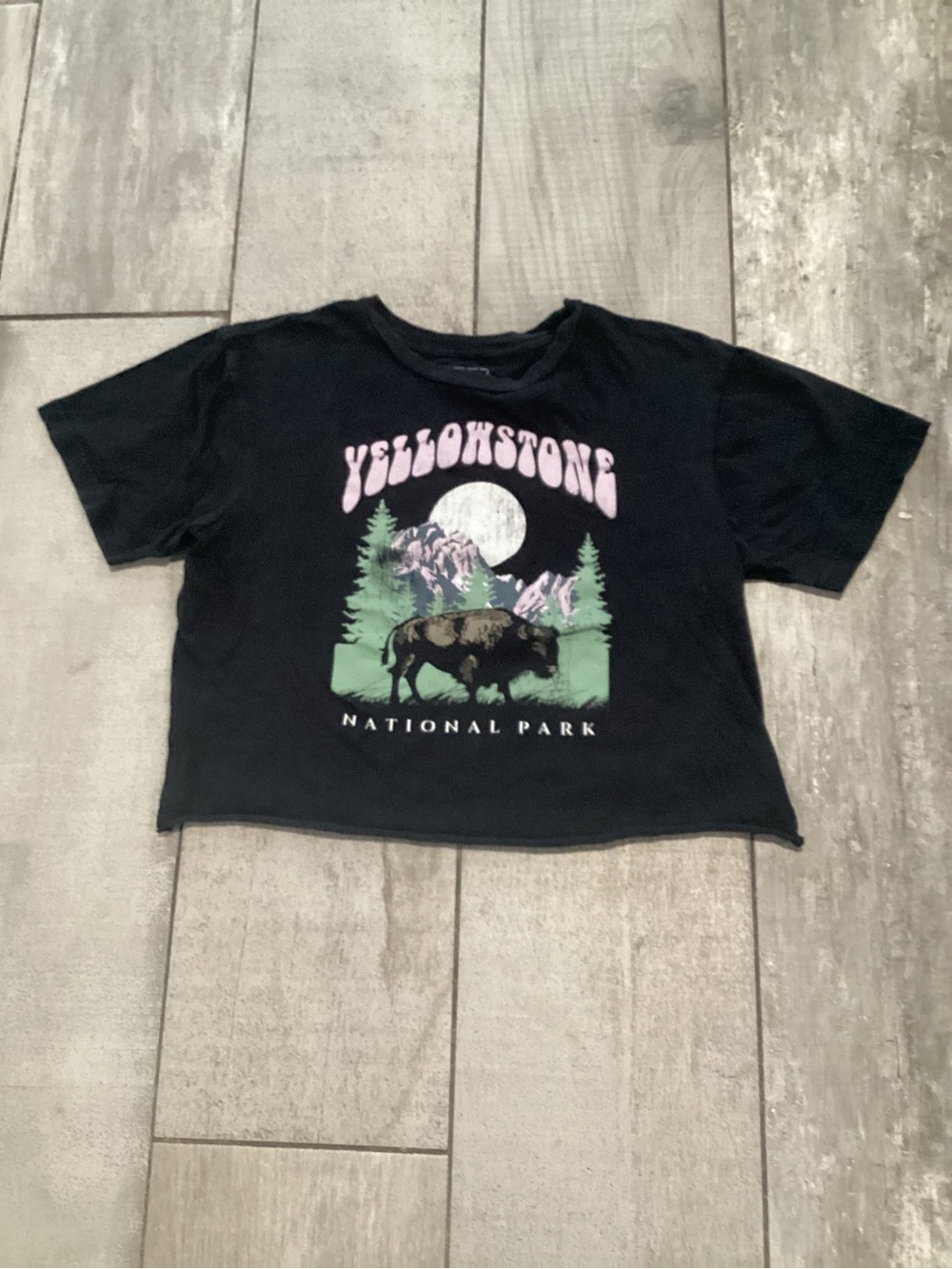 Miken Black Yellowstone Graphic Tee with Pink & Green Print Size S#f2